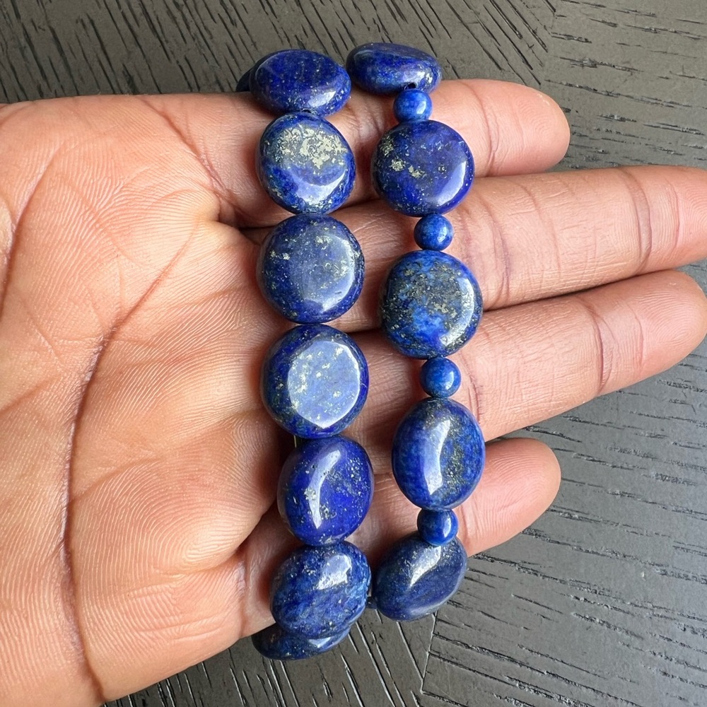 ( ONE )Coin shape lapis lazuli bracelet SIZE 6.75-7’